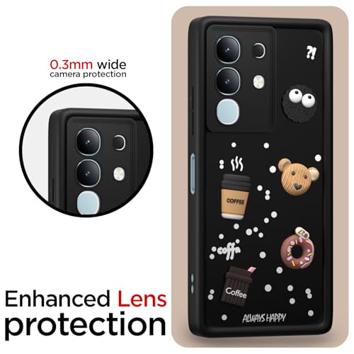Image of Pikkme Back Cover for Vivo T4x 5G / iQoo Z10x 5G / Vivo Y31 Pro 5G | Cute Fun Cartoon 3D Bear Silicone Full Body Protection Bumper Case (Black)