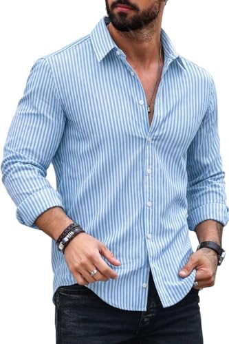 Image of Striped Casual Regular Fit Shirt for Men| Men Full Sleeve Shirt