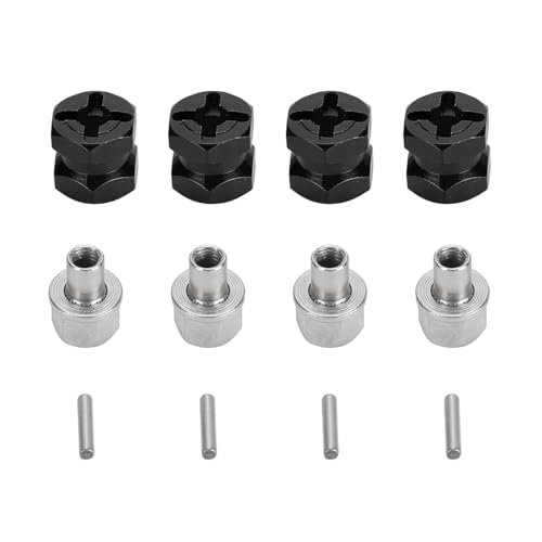 12mm Hex Hub Extenssion, RC Wheel Hex Spacers Hex Drive Adapter, Aluminium Alloy Rustproof Easy Install Sturdy Hex Extended Wheel Hubs for 1/10 RC Car (Black)