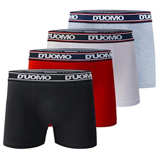 Kit 4 Cuecas Boxer Algodão, Duomo, Masculino, Preto/Branco/Mescla/Vermelho, P