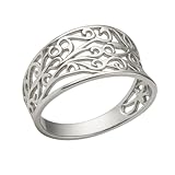 bague argent ajouree 🛡️ Confortable : Le design ajouré (dentelle métallique) assure une bonne circulation de l'air, rendant cette bague large agréable à porter au quotidien
