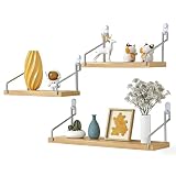 CraftoNova ウォールシェルフ 壁を傷つけない 3枚セット（30cm/40cm/50cm）｜賃貸OK・穴あけ不要 壁掛け棚 収納ラック (ナチュラル, 30cm/40cm/50cm 3枚セット)