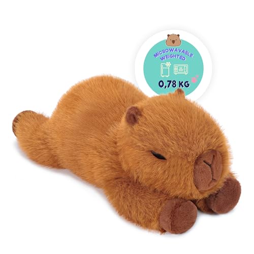 shownicer Wärmekissen Stofftier Capybara 0,78 KG Wärme-Kuscheltier Erwärmen in Mikrowelle Wärmendes Plüschkissen Gewichtstiere Plüschtier Geschenk für Erwachsene Kinder 3+ Jahre (Dunkelbraun, 35cm)