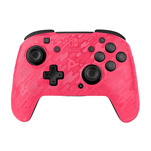 Pdp Gaming Faceoff Deluxe Wireless Switch Pro Controller - Pink Camo / Camouflage - Officially Licensed By Nintendo - Customizable Buttons, Sticks, Triggers, And Paddles - Motion Sensing Controllers #TOP1