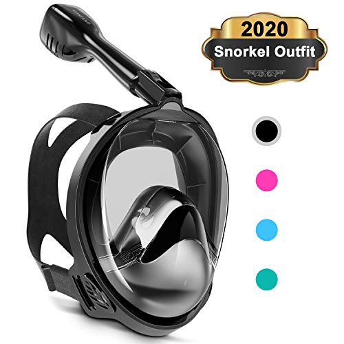 Keystand Full Face Snorkel Mask, 2020 Upgraded Breathing Mechanism Snorkeling Masks, Flat Crystal