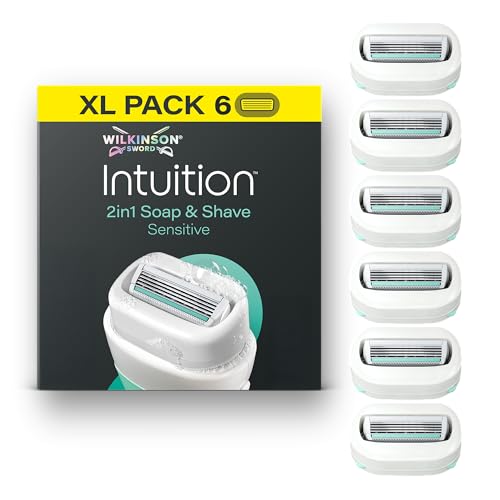Wilkinson Sword Intuition Soap & Shave Sensitive Women's Razor, 6 Refills