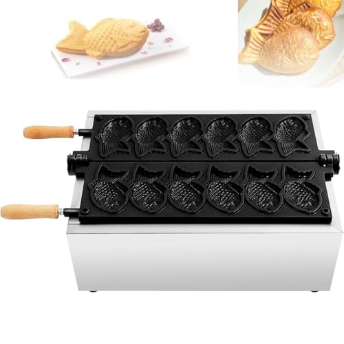 ZenHailure Gofrera En Forma De Pez,Máquina Profesional De Taiyaki Japonesa 3000w,Capacidad para 6 Piezas, Revestimiento Antiadherente Y Diseño Resistente para Uso Comercial Intensivo