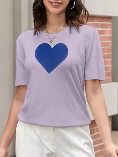 Image of DAIMIDY Women's Short Sleeve Sweaters Lightweight Summer Sweater Casual Knit Pullover Tops