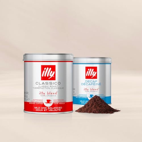 illy, Gemahlener Kaffee für Espresso INTENSO, 100% Arabica mit Aromen von Kakao und Trockenfrüchten, Vollmundiger und Kräftiger Nachgeschmack, 1 Dose mit 250g