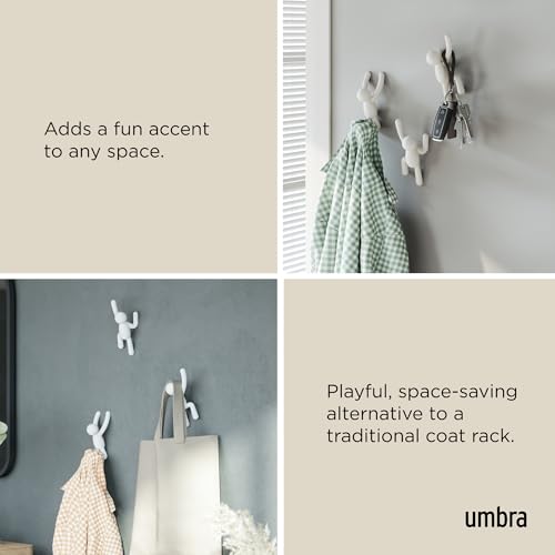 Image of Umbra Buddy 3 Piece Plastic Wall Hook, White