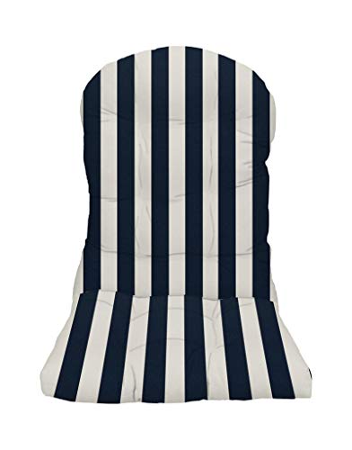 RSH DECOR: Tufted Adirondack Chair Cushion | 42.5” x 21” | All-Weather Spun Fabric | Water and Fade-Resistant | Outdoor Cushion for Patio Furniture | Navy & White Stripe