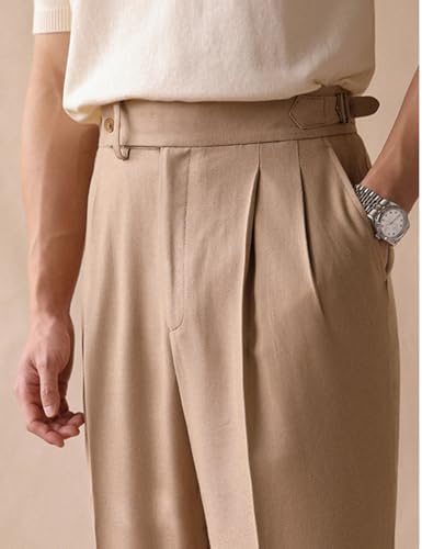 Men's Cotton Gurkha Naples Dress Pants Slim Fit Suit Pant Classic Casual Trousers Italian Style Pants3