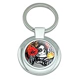 GRAPHICS & MORE Dia de los Muertos Day of the Dead Woman Tattoo Keychain Classy Round Chrome Plated Metal