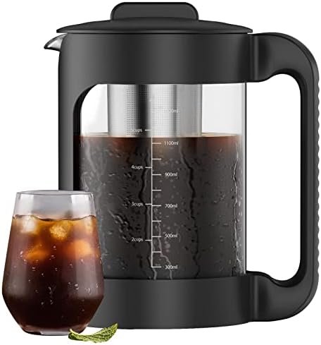 KATHSI Cold Brew Coffee Maker, 51 OZ Iced Coffee Maker and Tea Brewer, Heavy-Duty Large Capacity with Deluxe Stainless Steel Filter,1.6 Quart, Black