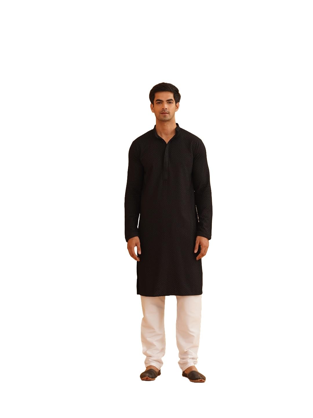sojanya (Since 1958 Men's Cotton Embroidered Thread Work Kurta With white churidar Pyjama-picture-20