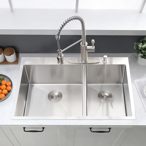 Évier de cuisine à double cuve de 83 cm idéal pour simplifier la vaisselle des grands repas