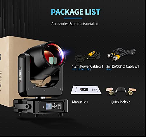 SHEHDS 230W 7R Bewegender Kopf Bühne Lichter Glühbirne 14Gobos 14 Farben Wasch/Strahl/Frost/Regenbogen Bühne Effekt 8-Facette Prisma 1,2 ° ~ 30 ° Strahlwinkel DMX512 Sound aktivierte DJ Lichter