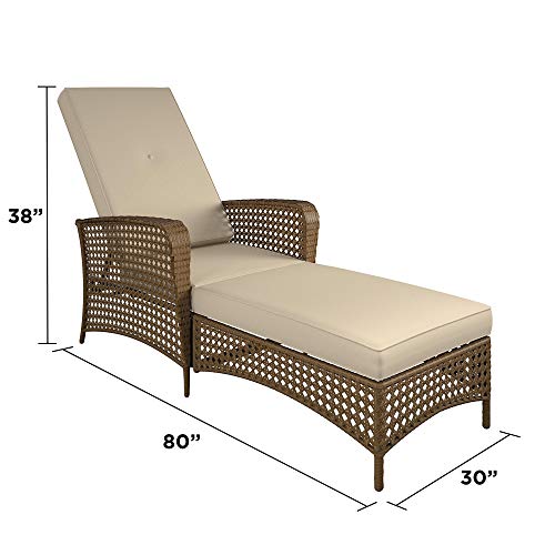Cosco Outdoor Chaise Lounge, Adjustable, Amber Wicker With Tan Cushion #TOP5
