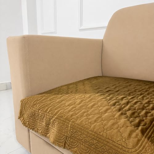 Image of Homerz Premium Petal Charm Sofa Cover | Embossed Floral Pattern | Soft Touch, Anti-Dust & Easy Wash Fabric Cloth, Washable and Durable (Mustard, 1 Seater, Only Seat Cover)