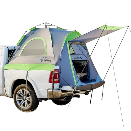 JOYTUTUS Semi-Automatic Truck Bed Tent with Awning, Easy Set-up with Pre-Assembled Design, 2 Person Portable Truck Camping Tent with Rainfly for 5.5FT-5.8FT Pickup Truck Bed, Waterproof PU2000mm by JOYTUTUS - Used condition - Image 2