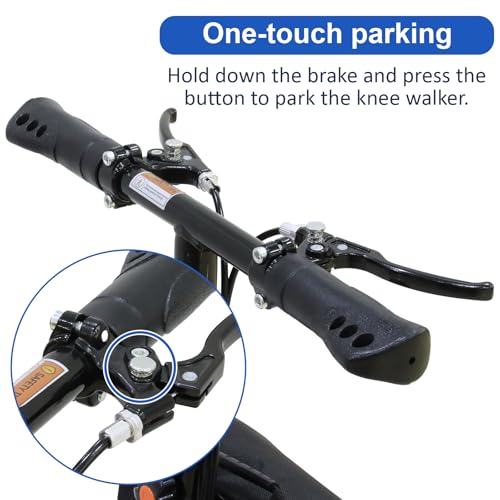 BlessReach Steerable Knee Scooter Deluxe Medical Scooter for Foot Injuries Compact Crutches, with Dual Rear on-Wheel Brake and Shock Absorption Under The Knee pad（Blue） - Thumbnail 5