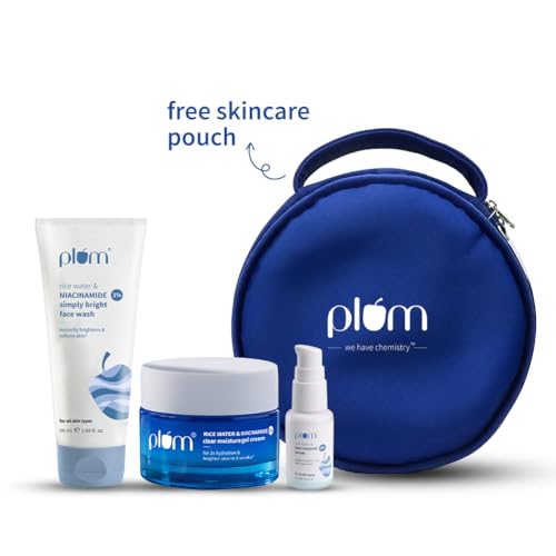 Image of Plum Bright Start Gift Set | Beginner-friendly routine | Facewash 50ml,Serum 15ml,Moisturiser 25g
