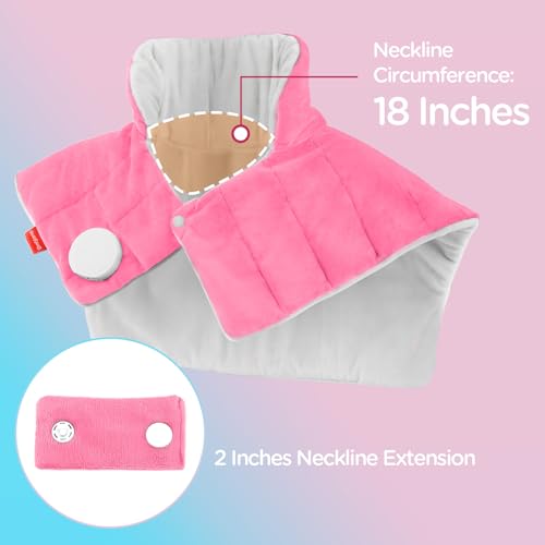Image of Comfytemp Heating Pad for Neck and Shoulders and Back, 2.6lb Weighted Electric Heating Pads, Large Heated Wrap, 9 Heat Settings & 11 Timer, Valentines Birthday Gifts for Women Men Mom Dad, Pink
