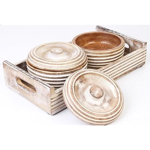 ARTISENIA Wooden Bowls and Tray Set Cover