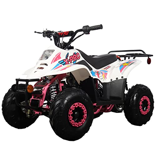 X-PRO Bolt 110 110cc ATV Quad Youth Gas Powered 110cc 4 Wheeler ATVs Kid Size Off Road ATV 4 Wheelers(Pink)
