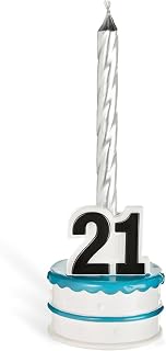 Finally 21 Multicolor Metallic Beer Bottle Candle Holder - 1.8" Holder and 2.8" Candle, 1 Piece - Perfect Celebration Accessory for 21st Birthday Parties