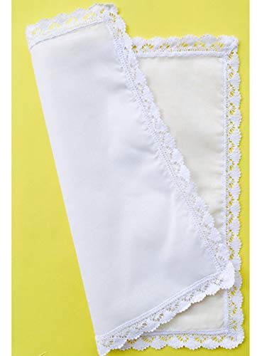 COCOUSM New Ladies White Cotton Handkerchiefs Crochet Lace Hanky -30cm4