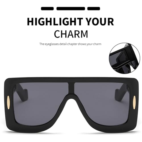 HMRGLMIE-Large Frame Connected Glasses Female Sunglasses Cyberpunk UV Resistant Eyeglasses4