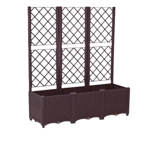 GEGEBOMTXO プランター付きフェンス ラティス プランター トレリス ガーデンフレーム ボックス 深型 長方形 高床式 DIY 組み立て簡単 目隠し 大容量 軽量 安定 排水口付き 組み合わせ自由 庭 ベランダ 家庭菜園 盆栽 園芸 プラスチック製