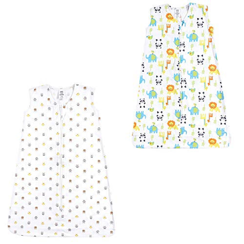 Image of Luvable Friends Unisex Baby Sleeveless Jersey Cotton Sleeping Bag, Sack, Blanket, Owls Neutral Animals Jersey 2-Pack, 6-12 Months