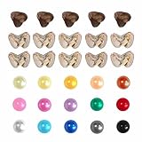 50PC Oyster with Pearl Inside Round Dainty Faux Pearl Meaningful Color Pearls Beads to Open for Jewelry Making Crafts Gifts(Round, ABS, 8mm)