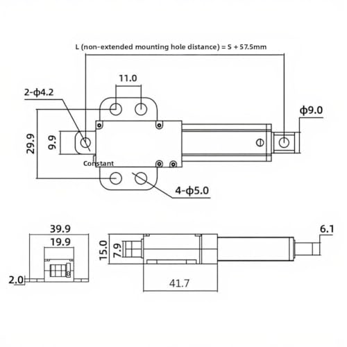 Actuador lineal de 12V con interruptor de límite y varilla telescópica 3