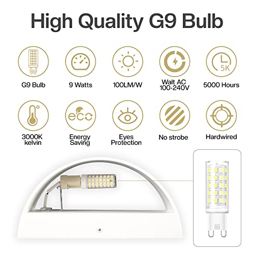 Image of 2 Pack Modern LED Wall Sconce Hardwired Indoor Wall Lights Up and Down Wall Mount Light Fixture for Living Room Bedroom Corridor Hallway Conservatory Warm White 3000K(with G9 Bulbs)