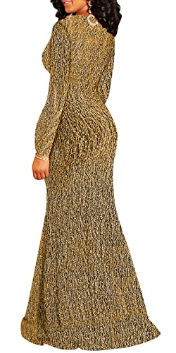 Image of Formal Long Sleeve Dress for Women Sequin Bodycon Ruched Sparkly Dresses