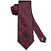 Hi-Tie Mens 70inches Tie Set Black Red Floral Extra Long Necktie for Men Cufflinks Handkerchief Big Tall Men Business Wedding