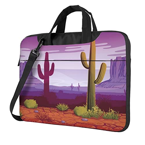 Sacoche ordinateur 15.6 pouces violette avec bandoulière et motifs cactus