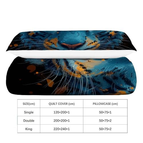Housse de couette tigre bleu 135x200 microfibre avec 1 taie - 4