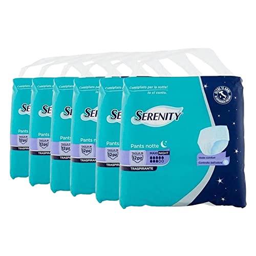MAURY'S IL NUMERO UNO DEL RISPARMIO SERENITY PANTS NOTTE MUTANDINE ASSORBENTI TRASPIRANTI IN CONFEZIONE DA 12 PEZZI (Taglia M | 6 confezioni)