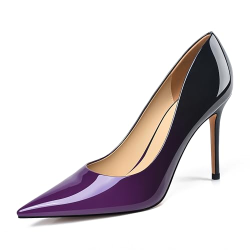 XINIUNIU High Heels for Women Pumps Gradient Patent Leather 4 inches 10CM Formal Sexy Fashion Stiletto Dress Wedding Shoes Pointed Toe