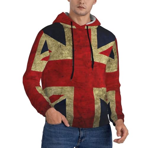 British Flag Men'S Casual Sweatshirt Hoodie, Long Sleeve Hooded Pullover With Pocket And Drawstring
