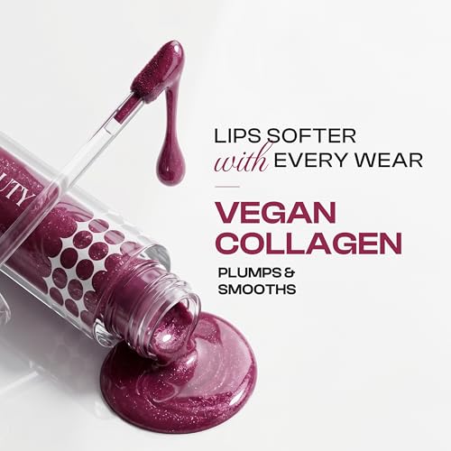 Image of Dream Beauty Solace Lip Gloss | Berry with Chrome Pearls| Non-sticky tinted collagen lip gloss with Hyaluronic Acid and Vitamin E for Hydrated, Plump and Smooth Lips | Luxurious Application Long-Lasting Soft and Fuller Lips | 4.7 ml (Titania)