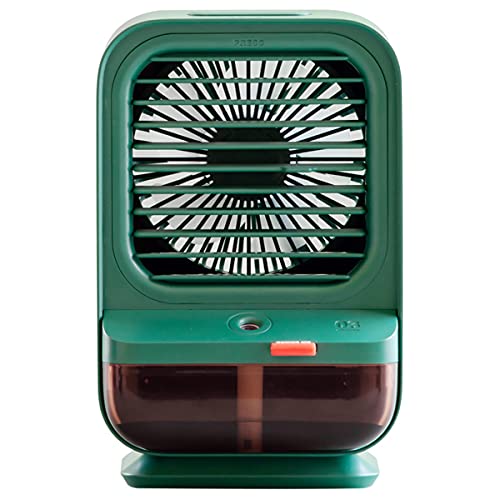 Genérico Ventilador De Aire Acondicionado Portátil, Mini Enfriador USB, Ventilador Móvil con Tres Ajustes De Velocidad, Nebulizador Humidificador, Recargable De 4000 Mah (Green)