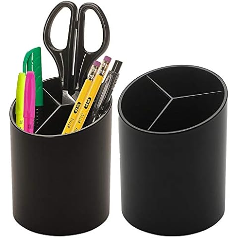 Manaloom Pen Holder, 3 Compartment Desktop Organizer - Pencil Cup, Perfect for Organizing Pens, Pencils, Home and Office - 2 Pack Cover