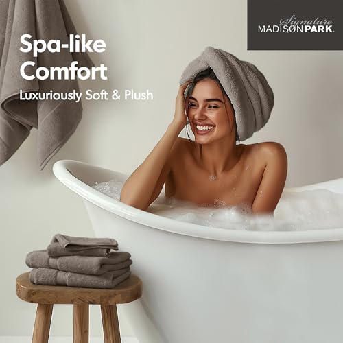 Madison Park 800GSM Bathroom Towel Set of 8 100% Cotton Bath Towel Set for Bathroom Luxurious Highly Absorbent 2 Bath Towels 2 Hand Towels 4 Washcloths Quick Dry Spa Quality Mocha by Madison Park - Image 5