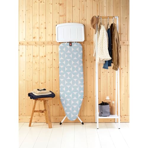 Image of Brabantia Comfort Ironing Board with Solid Steam Generator Rest | Medium (Size B) | Fairtrade Fresh Breeze Cover | Adjustable Height (27-38 inch), XL Iron Rest, Easy Fold, Anti-Collapse Lock,Non-Slip Feet