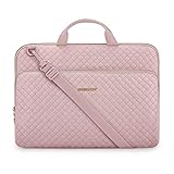 bagsmart Laptop Sleeve Carrying Case with Pocket, Computer Protective Cover for MacBook Air 2025 ASUS Lenovo HP Notebooks (Pink, 15.6 Inch - With Strap)